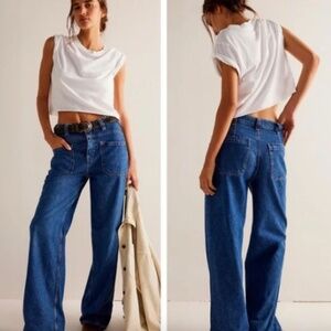 NWT Free People Palmer Cuffed Jeans Mid Rise Denim We The Free size  26